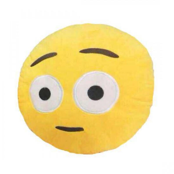 Soft Smiley Emoticon Yellow Round Cushion Pillow Stuffed Plush Toy Doll (Bewildered)